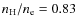 $n_{\rm H}/n_{\rm e}=0.83$