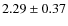 $ 2.29\pm0.37$