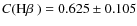 $C(\mbox{H$\beta$ })=0.625\pm0.105$