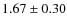 $1.67\pm0.30$