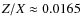 $Z/X \approx 0.0165$