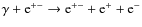 $\gamma+{\rm e}^{+-} \rightarrow {\rm e}^{+-} + {\rm e}^+ +{\rm e}^-$