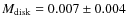 $M_{\rm
disk} = 0.007 \pm 0.004$