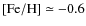 $\rm [Fe/H]\simeq -0.6$