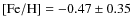 $\rm [Fe/H]= -0.47\pm 0.35$