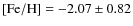 $\rm [Fe/H] =-2.07\pm 0.82$