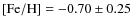 $\rm [Fe/H] =-0.70\pm0.25$