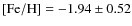 $\rm [Fe/H] =-1.94\pm0.52$