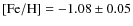 $\rm [Fe/H] =-1.08\pm0.05$