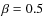 $\beta = 0.5$