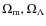 $\Omega_{\rm m},\Omega_\Lambda$