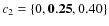 $c_2=\{0,{\bf0.25},0.40\}$