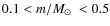 $0.1<m/\mbox{$M_\odot$ }<0.5$