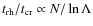 $t_{\rm rh}/t_{\rm cr}\propto N/\ln{\Lambda}$