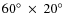 $60^{\circ}~\times~ 20^{\circ}$