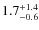 $ 1.7 _{\rm - 0.6 }^{+ 1.4 }$