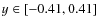 $y \in [-0.41, 0.41]$