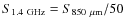 $S_{1.4~{\rm GHz}} = S_{850~\mu{\rm m}}/50$