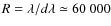 $R=\lambda/d\lambda\simeq60~000$