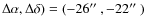 ${\Delta}\alpha,{\Delta}\delta)=(-26{\hbox{$^{\prime\prime}$ }},-22{\hbox{$^{\prime\prime}$ }})$
