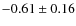 $-0.61\pm0.16$