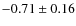 $-0.71\pm0.16$