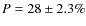 $P=28\pm2.3\%$