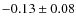 $ -0.13\pm 0.08$