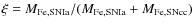 $\xi = M_{\rm Fe,SNIa}/(M_{\rm Fe,SNIa}+M_{\rm Fe,SNcc})$