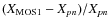$(X_{\rm MOS1}-X_{pn})/X_{pn}$