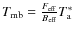 ${T_{\rm mb}= \frac{F_{\rm eff}}{B_{\rm eff}} T^*_{\rm a} }$