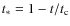 $t_* = 1-t/t_{\rm c}$