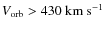 $V_{\rm orb}>430~{\rm km~s^{-1}}$