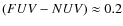 $(FUV-NUV) \approx 0.2$