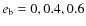 $e_{\rm b} = 0, 0.4, 0.6$