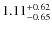 $1.11^{{\rm + 0.62}}_{{\rm - 0.65}}$