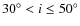 $30^\circ < i \leq 50^\circ$