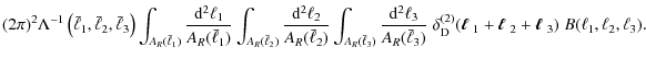 $\displaystyle (2\pi)^2 \Lambda^{-1} \left( \bar{\ell}_1,\bar{\ell}_2,\bar{\ell}...
...\mbox{\boldmath$\ell$ }_2+\mbox{\boldmath$\ell$ }_3)\; B(\ell_1,\ell_2,\ell_3).$