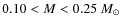 $0.10<M<0.25~M_{\odot}$
