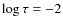 $\log{\tau} = -2$