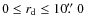 $0 \leq r_{\rm d} \leq 10\hbox{$.\!\!^{\prime\prime}$ }0$