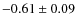$-0.61\pm 0.09$
