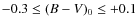 $-0.3\le (B-V)_{0} \le +0.1$