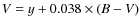 $V=y+0.038 \times (B-V)$