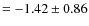 $=-1.42 \pm 0.86$