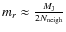 $m_r \approx \frac{M_{\rm J}}{2 N_{\rm neigh}}$