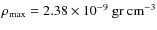 $\rho_{\rm max}= 2.38\times 10^{-9}~ \rm gr ~
cm^{-3}$