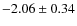 $-2.06\pm0.34$