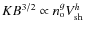 $KB^{3/2}\propto n_{\rm o}^gV_{\rm sh}^h$