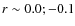 $r\sim0.0;-0.1$